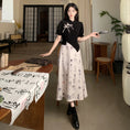 Load image into Gallery viewer, [DONGXIAOJIE series]★China style dress★ Letter pattern ribbon summer clothes fake layered large size slimming
