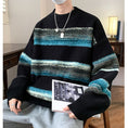 Load image into Gallery viewer, [ZUOFEILI Series] ★Sweater★ 2color Knit Tops Oil Painting Style Horizontal Stripes Striped Pattern Color Unisex Men's
