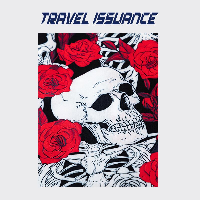 [TRAVEL ISSUANCE Series]★Shirt★ Hawaii Aloha Shirt Floral Pattern Unisex Men's Seaside Short Sleeve Skull