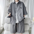 Load image into Gallery viewer, [BIGEMAN Series]★Setup★ Shirt + Shorts 2color Top and Bottom Set Unisex Men's Large Size Gray Black
