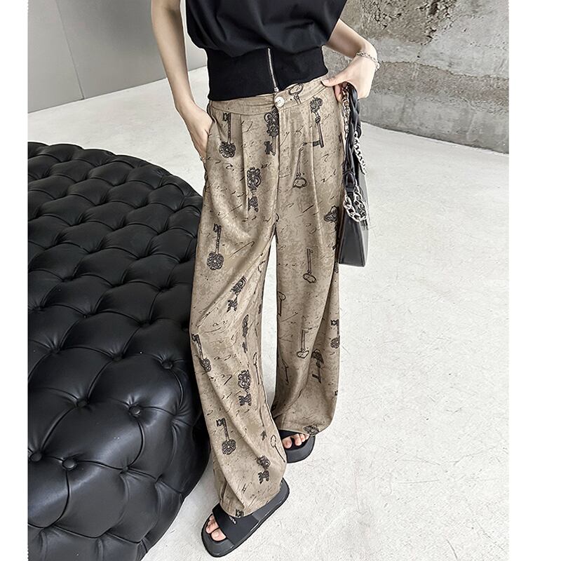 [YIDAO Series] ★Casual Pants★ Switching Print Summer Clothes Gaucho Pants Trousers Slimming Wear