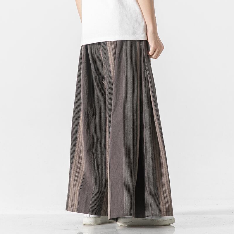 [Shu Han Ink Series]★China style pants★ 3color gaucho pants, vertical stripes, unisex, men's, loose, large size