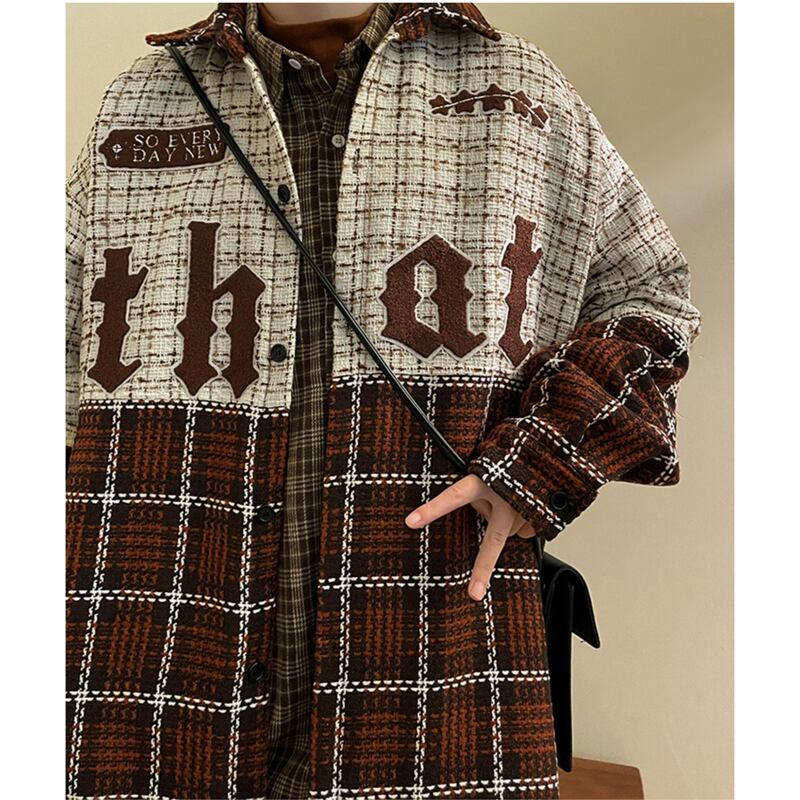 [YOULIN Series] ★Outer★ 3color Unisex Men's Plaid Pattern Coffee Color Green Black