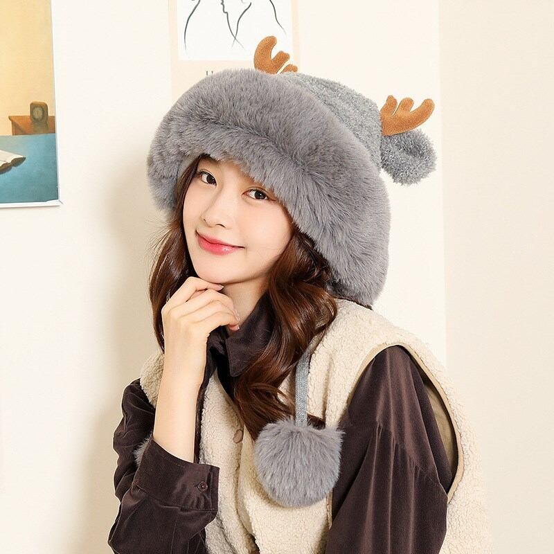 [YISHAN Series] ★ Hat ★ 6 colors selectable Cap Fluffy Deer antler Christmas New Year Thick Warm Cute