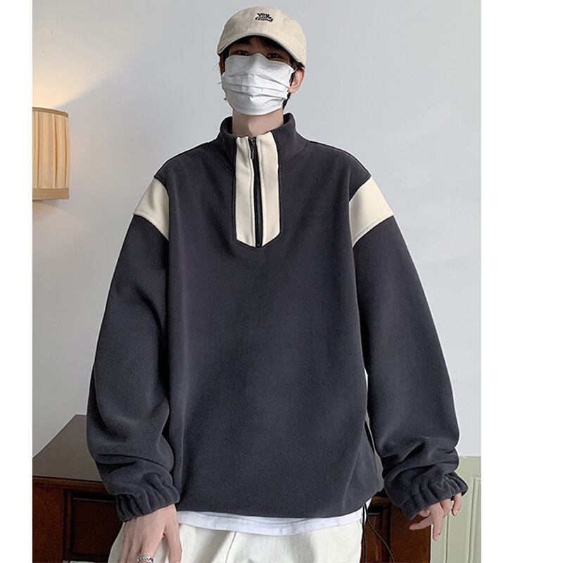 [Pvpvpv Series] ★Tops★ 3color Fleece lining Unisex Men's Black Beige Dark Gray Casual