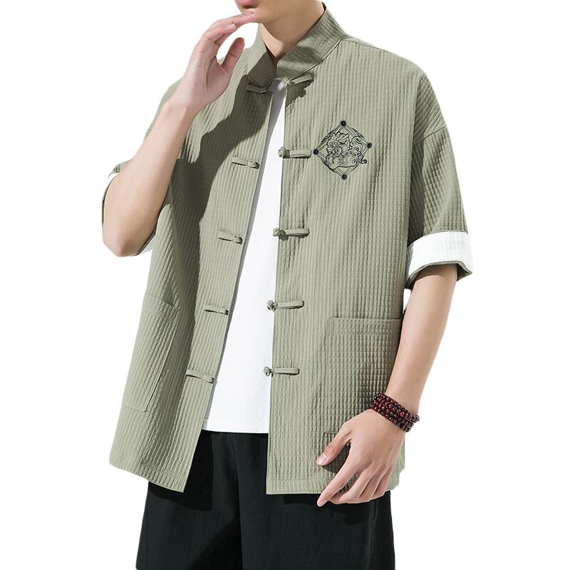 [Small Troubles Series]★China Style Shirt★ Tops 6color Unisex Men's Large Size Improved Tang Suit