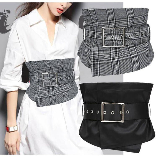 [RUXIAN Series] ★Belt★ 3color Obi Accessories Decorations Easy to match Gray Black Plaid Fashion