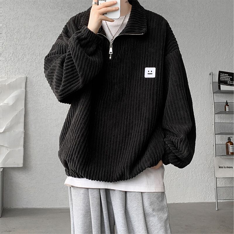 [KADISHOU Series] ★Tops★ 3color Corduroy Unisex Men's Large Size Casual Black Gray Coffee Color