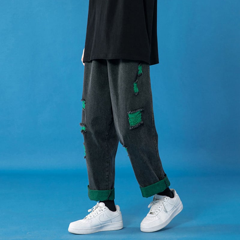 [XUNJIA series]★Denim pants★ 2color bottoms pants unisex men's large size color scheme black blue