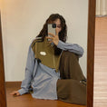 Load image into Gallery viewer, [UATONLINE Series]★Shirt★ Tops Faux Layered Unisex Men's Loose Gray Blue
