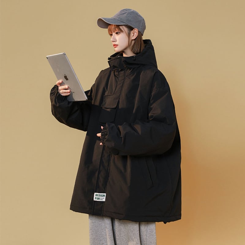 [Morimoto Series] ★Winter Coat★ 2color Thick Warm Unisex Men's Cold Protection Simple Casual Dark Gray Black