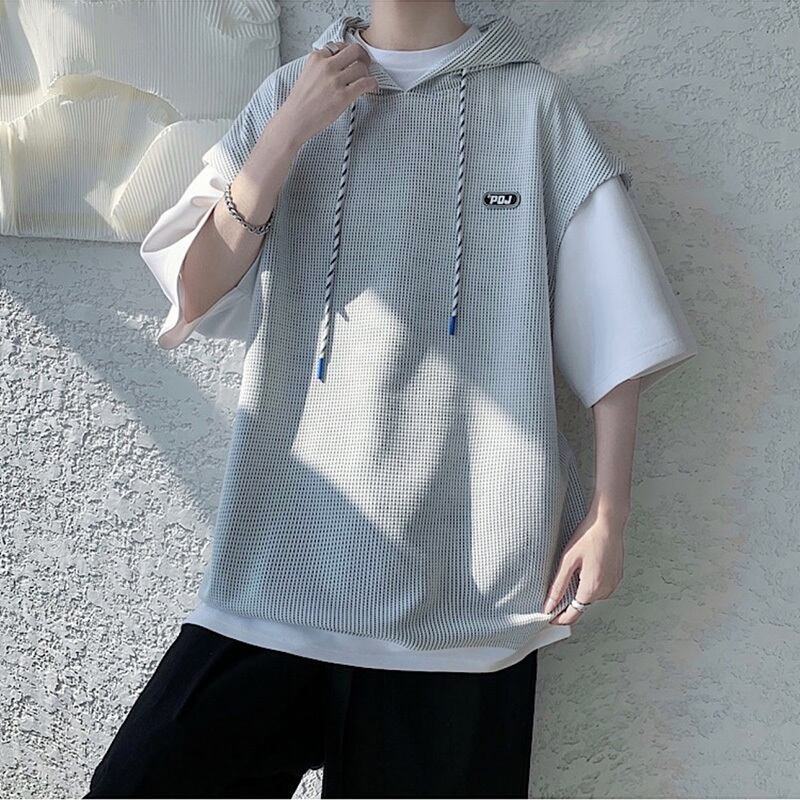 [KCSJ Series] ★Parker★ 2color Tops Unisex Men's Large Size Switchable Easy to Match White Gray Black