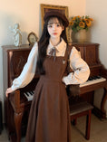 Load image into Gallery viewer, [Dong Xiaojie Series] ★One Piece★ 2color Ladies Fake Layered Navy Coffee Color Cute
