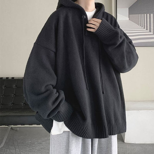 [Emeisa Series]★Sweater★ 2color Knit Tops Parka Unisex Men's Simple Gray Black