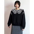 Load image into Gallery viewer, [True Fish Series]★China style top★ Embroidered fringe ladies long sleeve cute collar large size black
