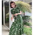 Load image into Gallery viewer, [Weice series] ★China style dress★ Improved cheongsam dress Floral pattern dress Slimming green Green
