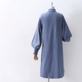 Load image into Gallery viewer, [Hangu Musume Series]★Shirt dress★3color stand neck blue light brown white blue white
