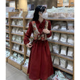 Load image into Gallery viewer, [XIAOMUJIA Series]★China style dress★ 2color long length fake layered floral pattern cute
