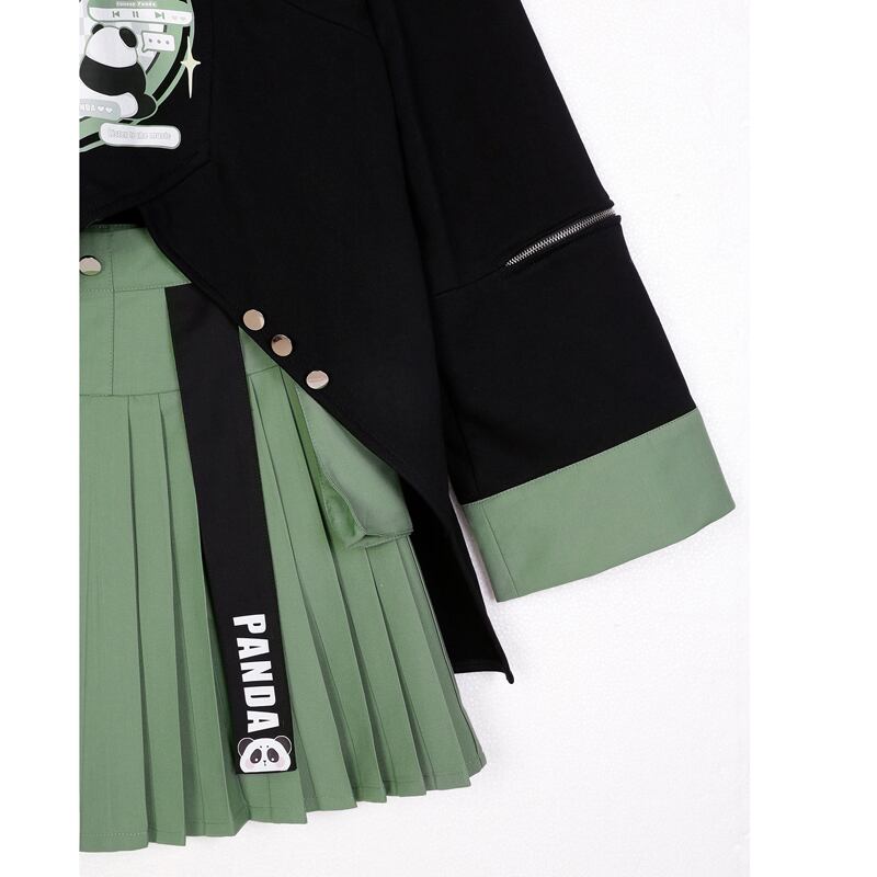 [Dust Smoke Cloud Dream---Dynamic Danko Series] ★Skirt★ Bottoms Pleated Skirt Green Green Panda S M L XL Cute Easy to match