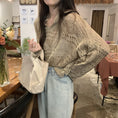 Load image into Gallery viewer, [Saikusou Series] ★Sweater★ 3color Knit Tops Openwork Mini Length Loose V Neck Beige Simple
