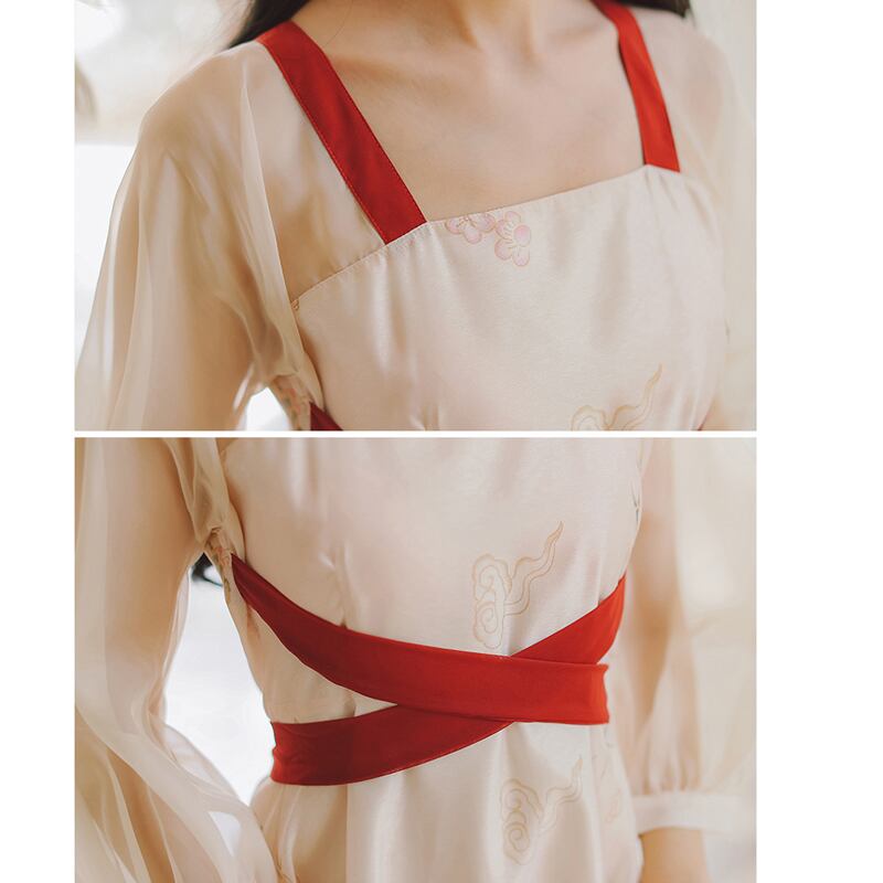 [Shojunsho Series]★Hanfu Dress★ Chinese Clothes Chiffon Retro Old Fashioned Sexy Old Fashioned Cute Slimming Date