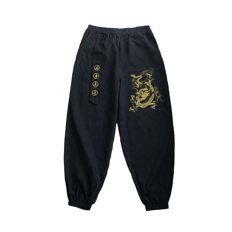 [Small trouble series]★China style pants★Casual pants 2 colors Black or blue Dragon Dragon pattern Dragon pattern Golden dragon Large size