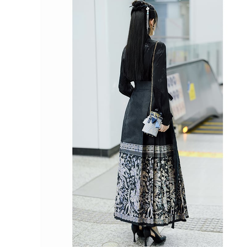 [BABA Series]★China Style Skirt★Maki Skirt, Hanfu Skirt, Women's, Improves Temperament, Black, Black