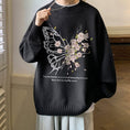 Load image into Gallery viewer, [Emperor series] ★Tops★ 4-color sweater, floral pattern, unisex, men's, large size, white, black, gray, coffee color
